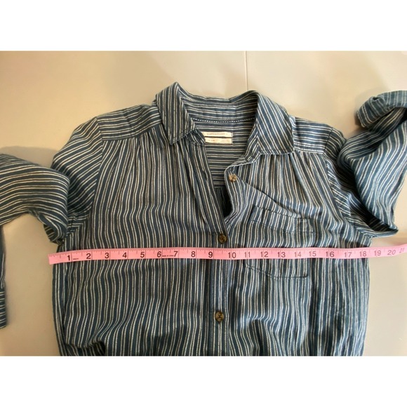 Anthropologie Size 0 Bellamy Striped Cotton Linen Shirt Dress in Blue & White - Picture 4 of 7